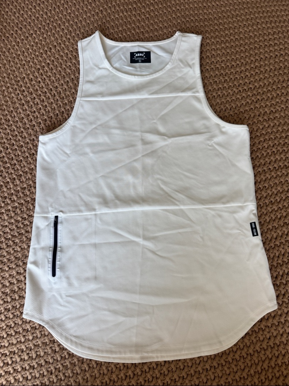 ASRV AeroSilver Cutoff Tank Ivory Cream Mesh Training Vest - Large